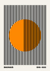 Cercle + Rayures, Orange sur Blanc print