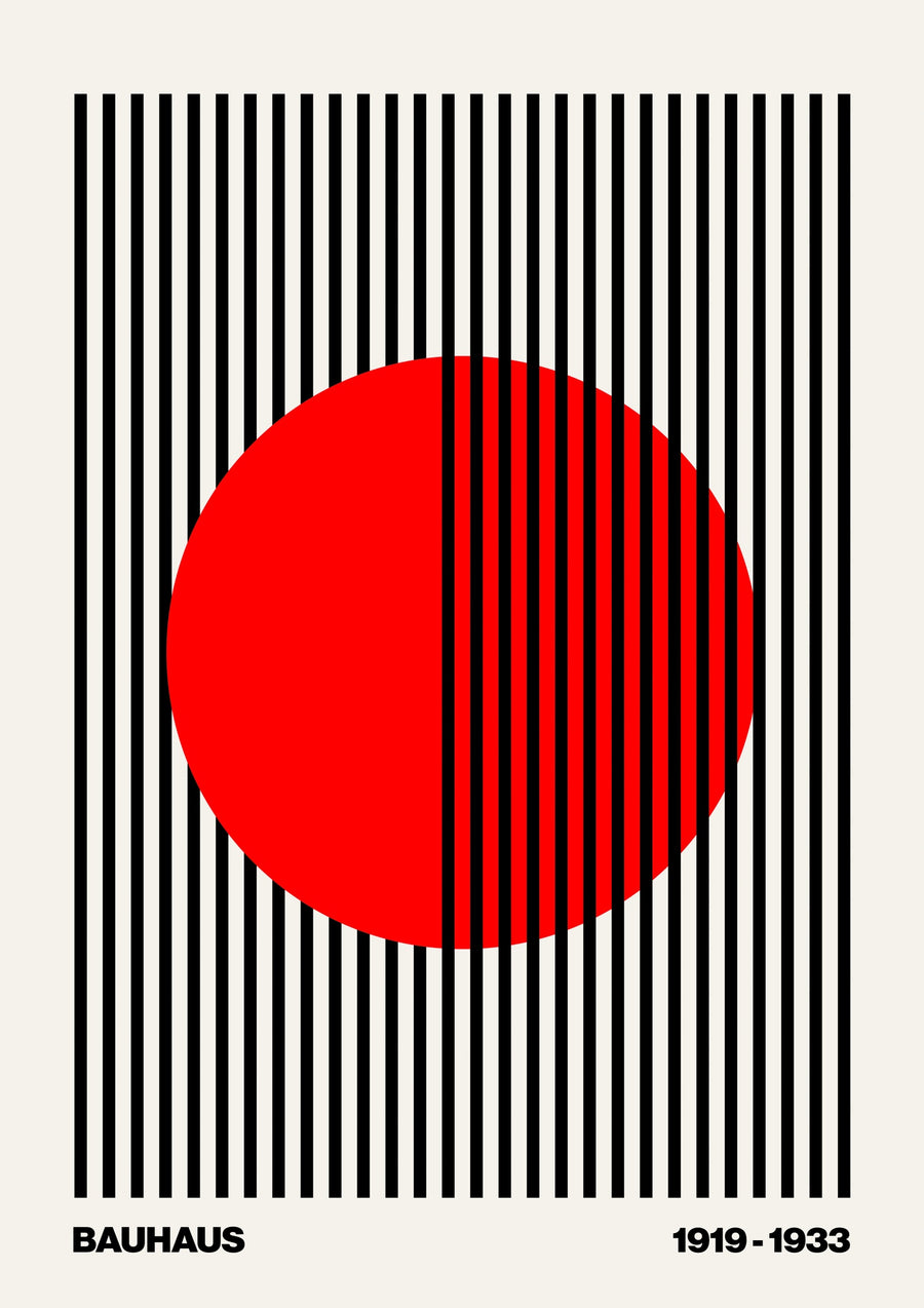 Circle + Stripes, Red on White - Print Only frame