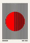 Circle + Stripes, Red on White print