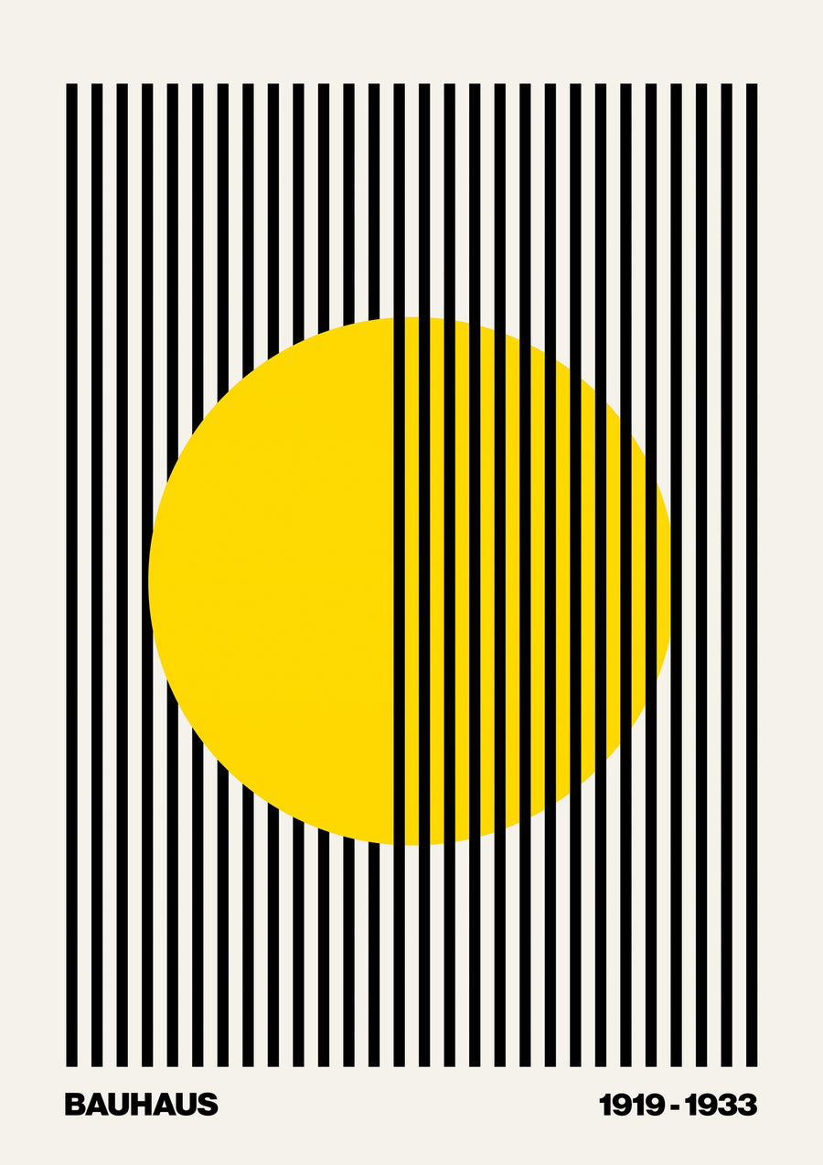 Kreis + Streifen, Gelb auf Weiß - Print Only frame