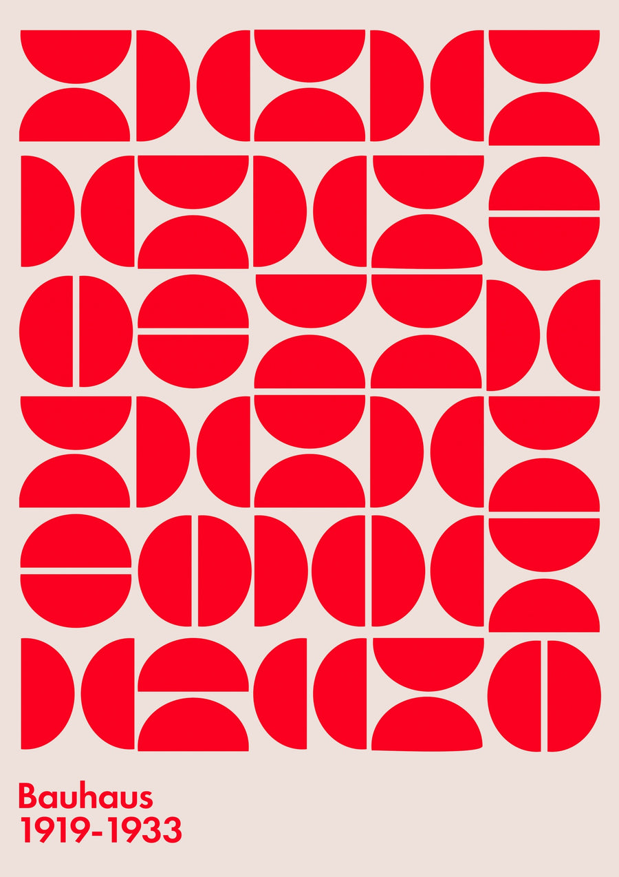Semi-Circles Red on White - Print Only frame