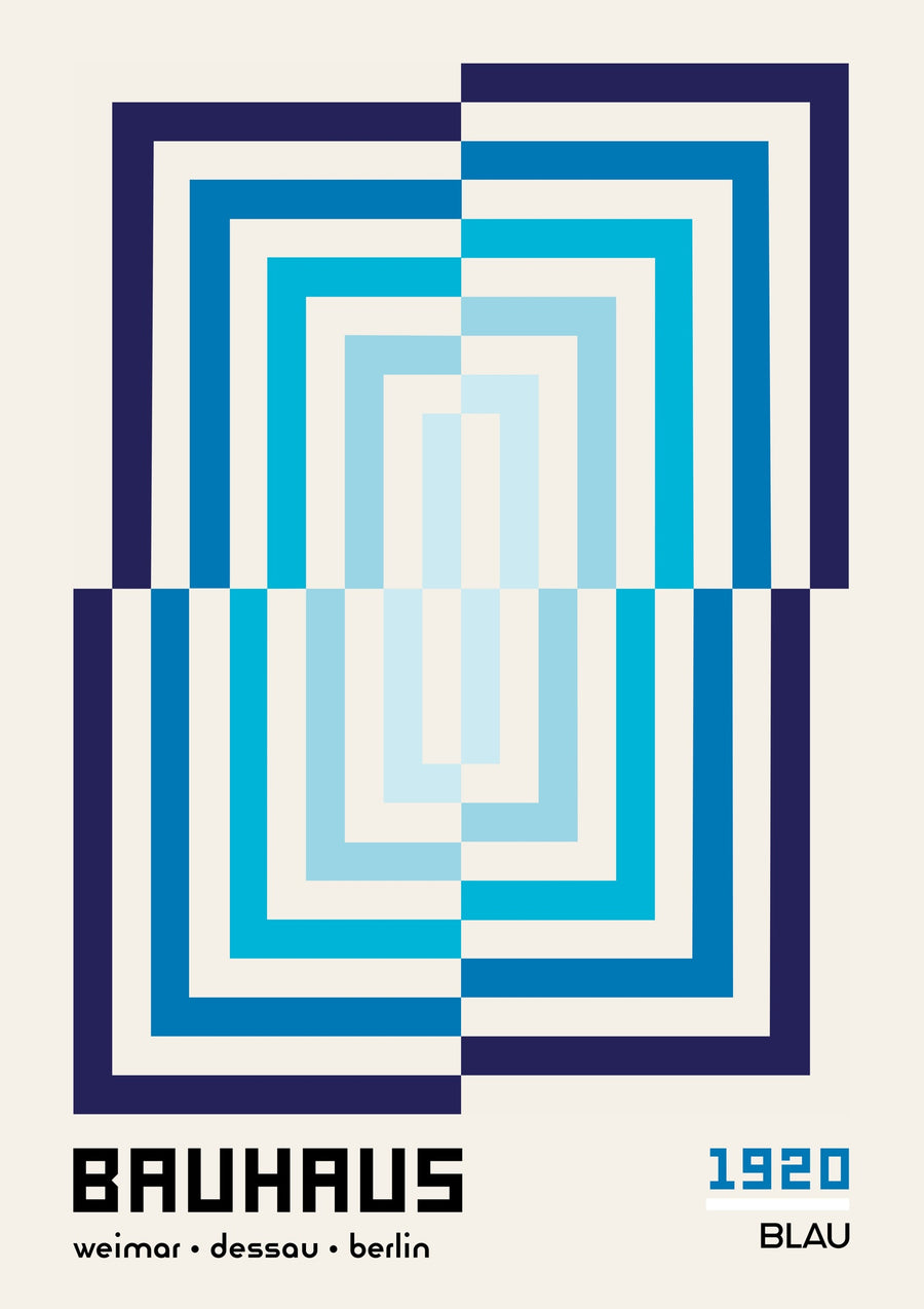 Rektangulär illusion, i blått - Print Only frame