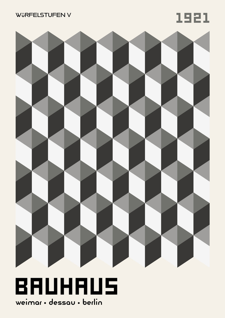 Würfelstufen, in Grau - Print Only frame
