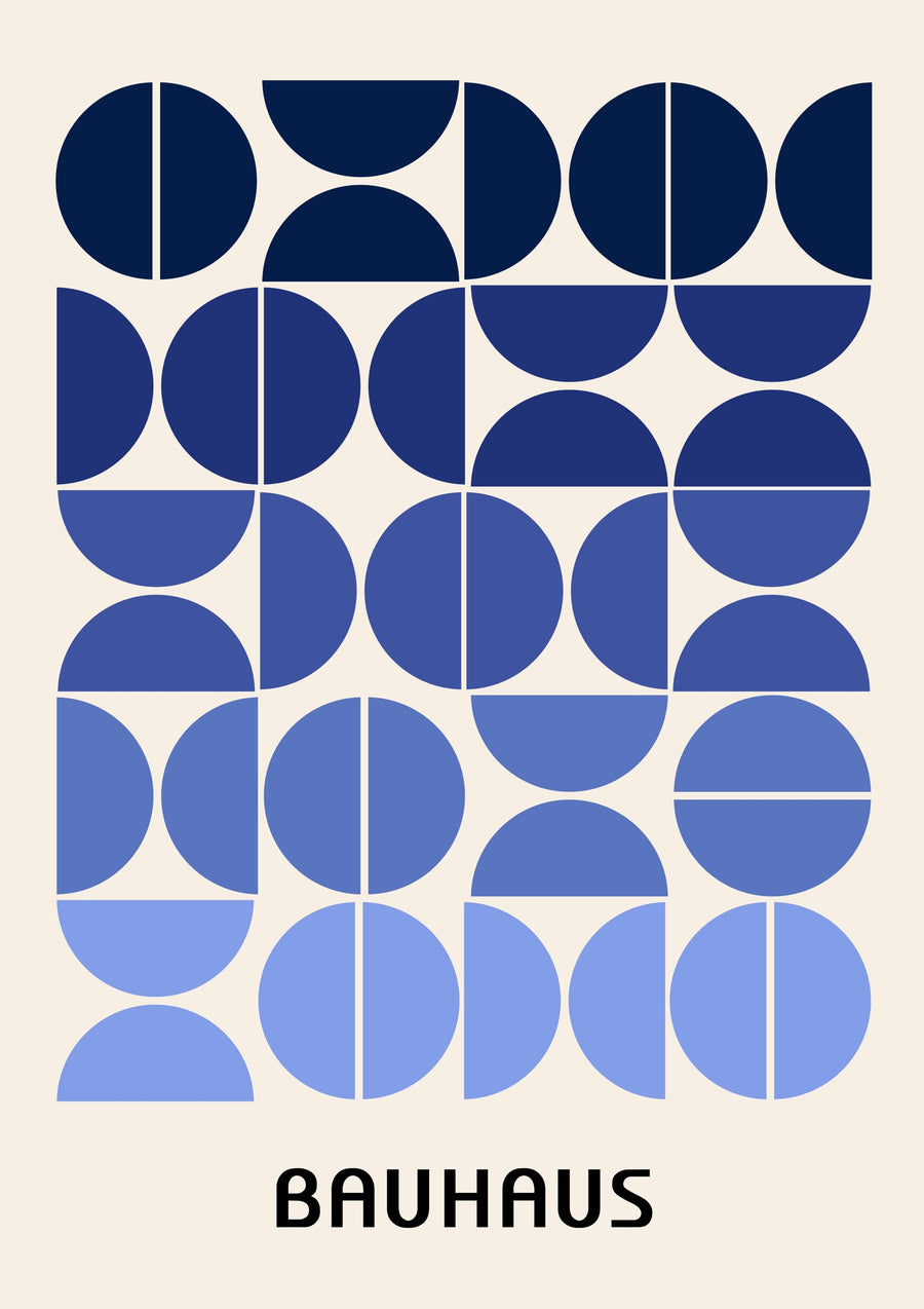 Ombres bleues demi-cercles - Print Only frame