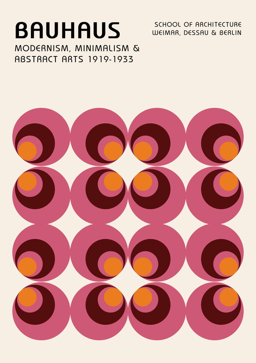 Roze en oranje concentrische cirkels - Print Only frame