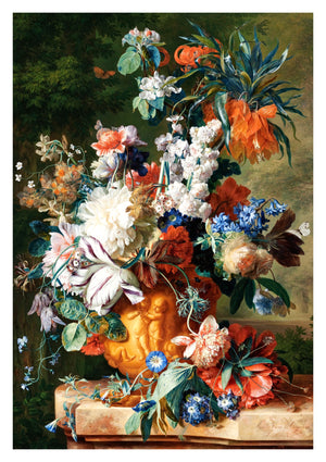 Bukett med blommor i en urna
