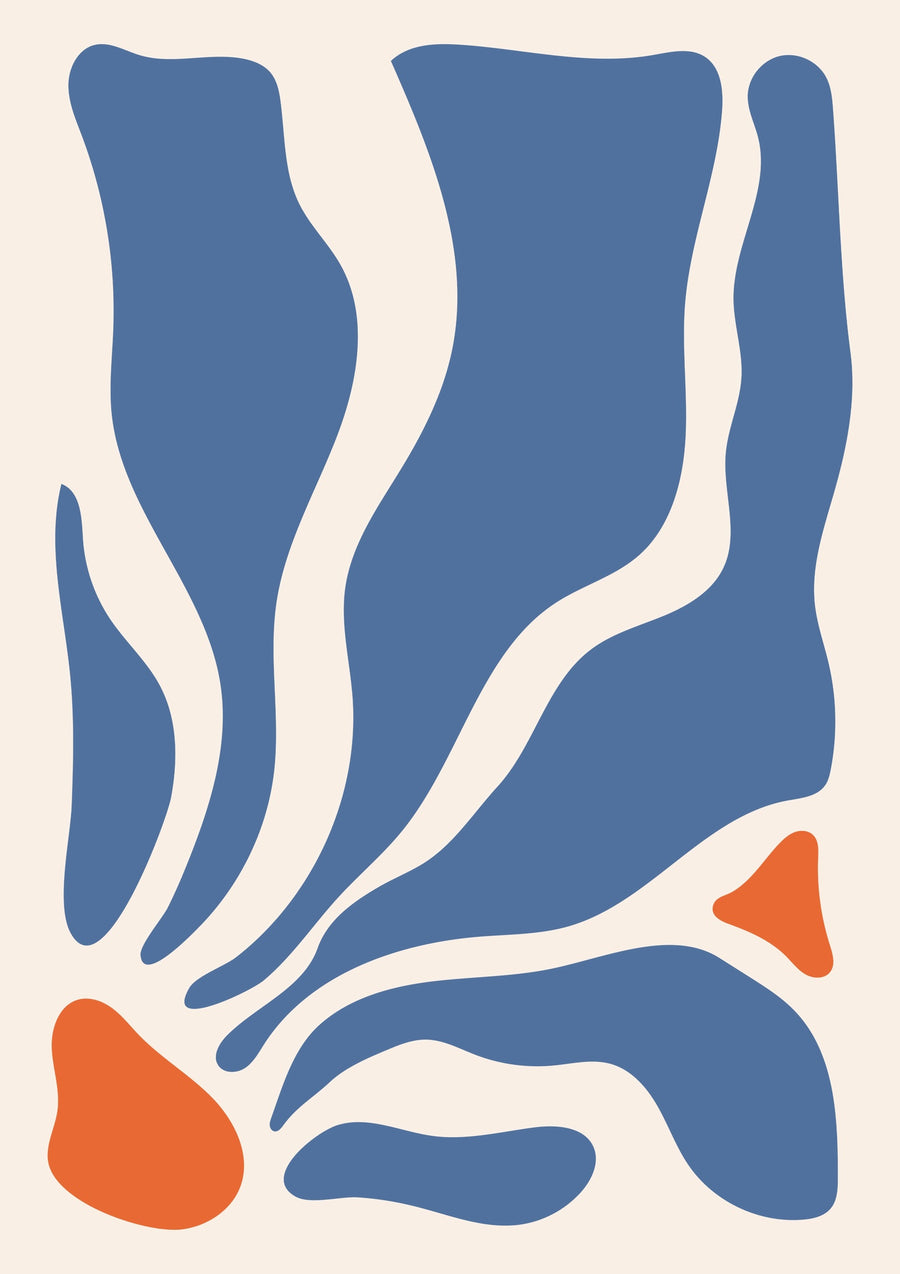 Impression de fleur bleue - Print Only frame