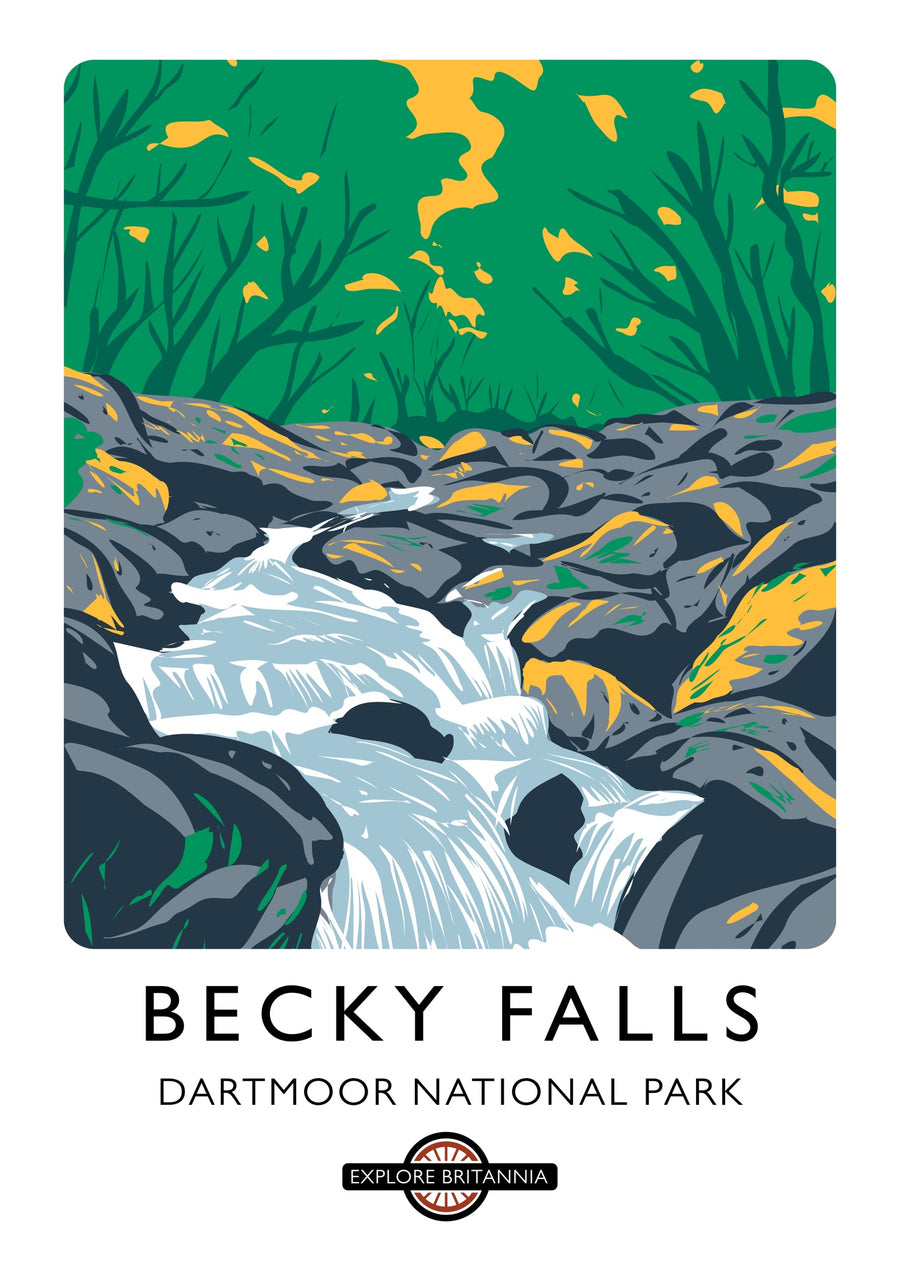 Becky Falls, Dartmoor nationalpark - Print Only frame