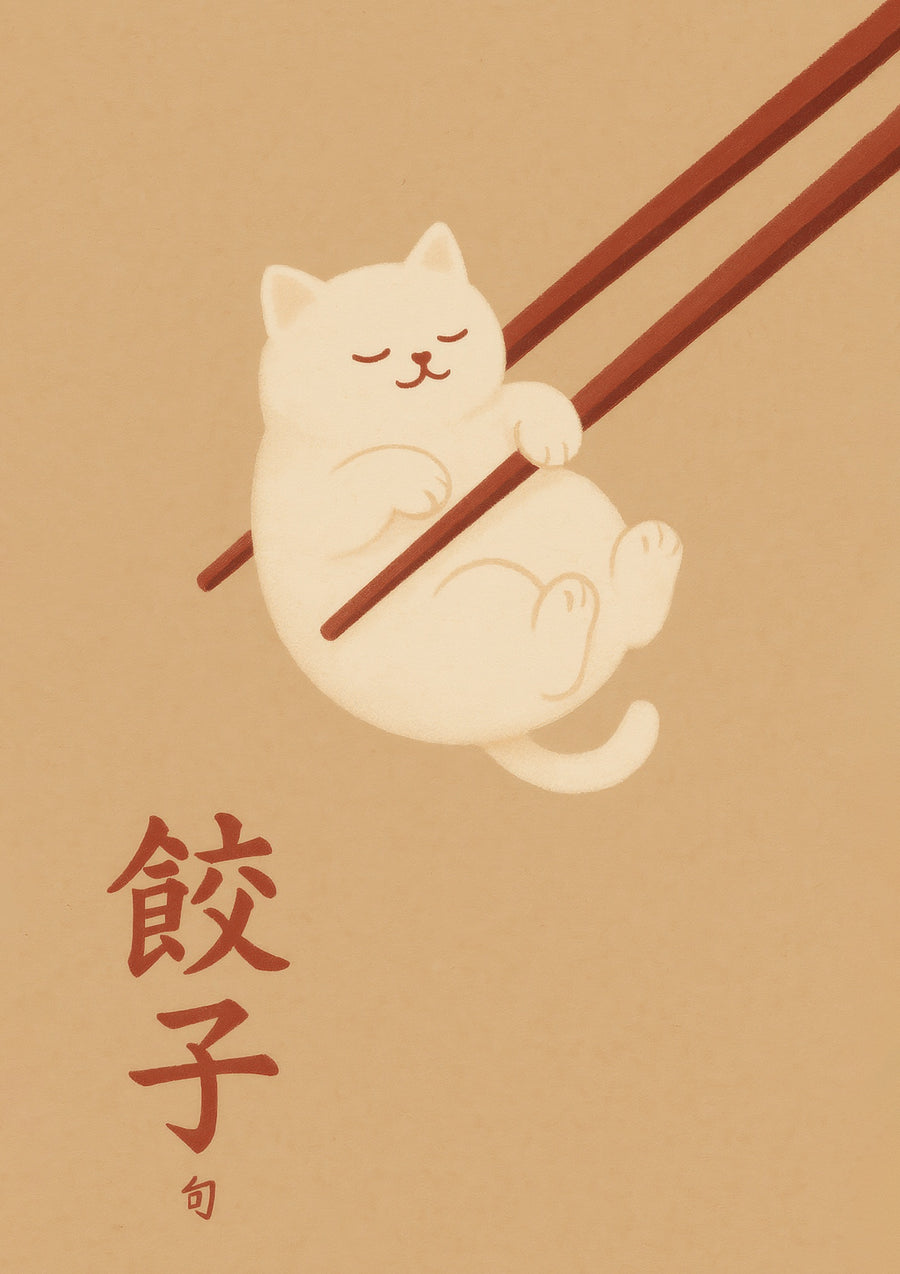 Chat baguette - Print Only frame