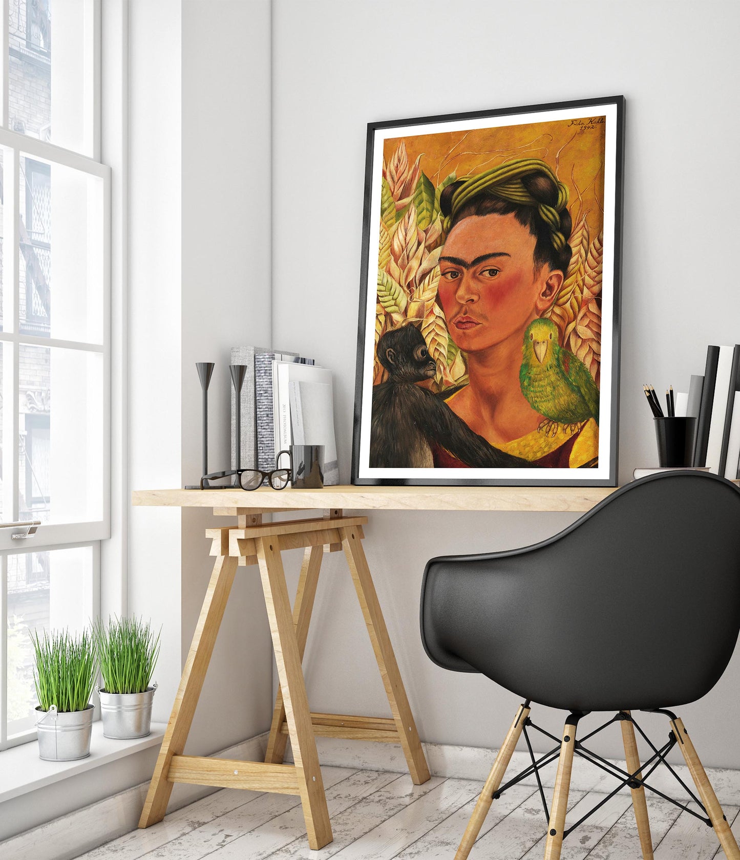 Self-Portrait with Monkey & Parrot