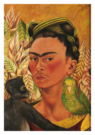Self-Portrait with Monkey & Parrot print
