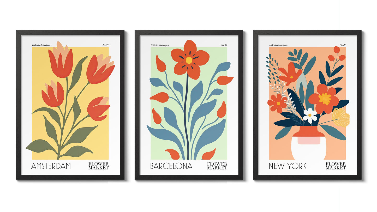Blomstermarknad Utställning - Set om 3