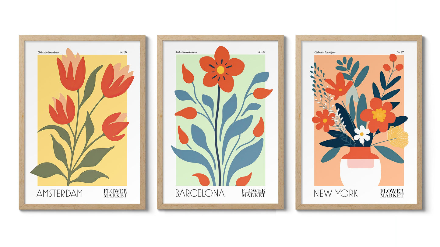 Blomstermarknad Utställning - Set om 3