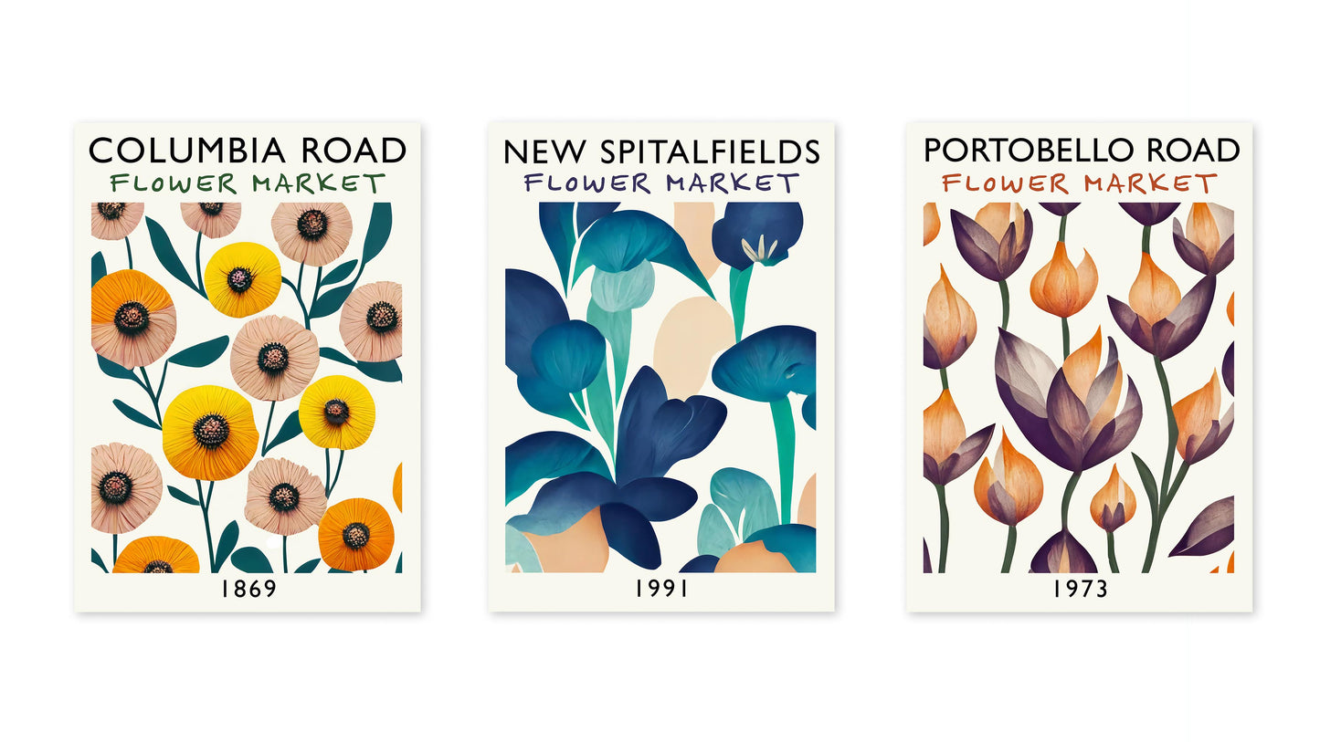London Bloemenmarkt - Set van 3
