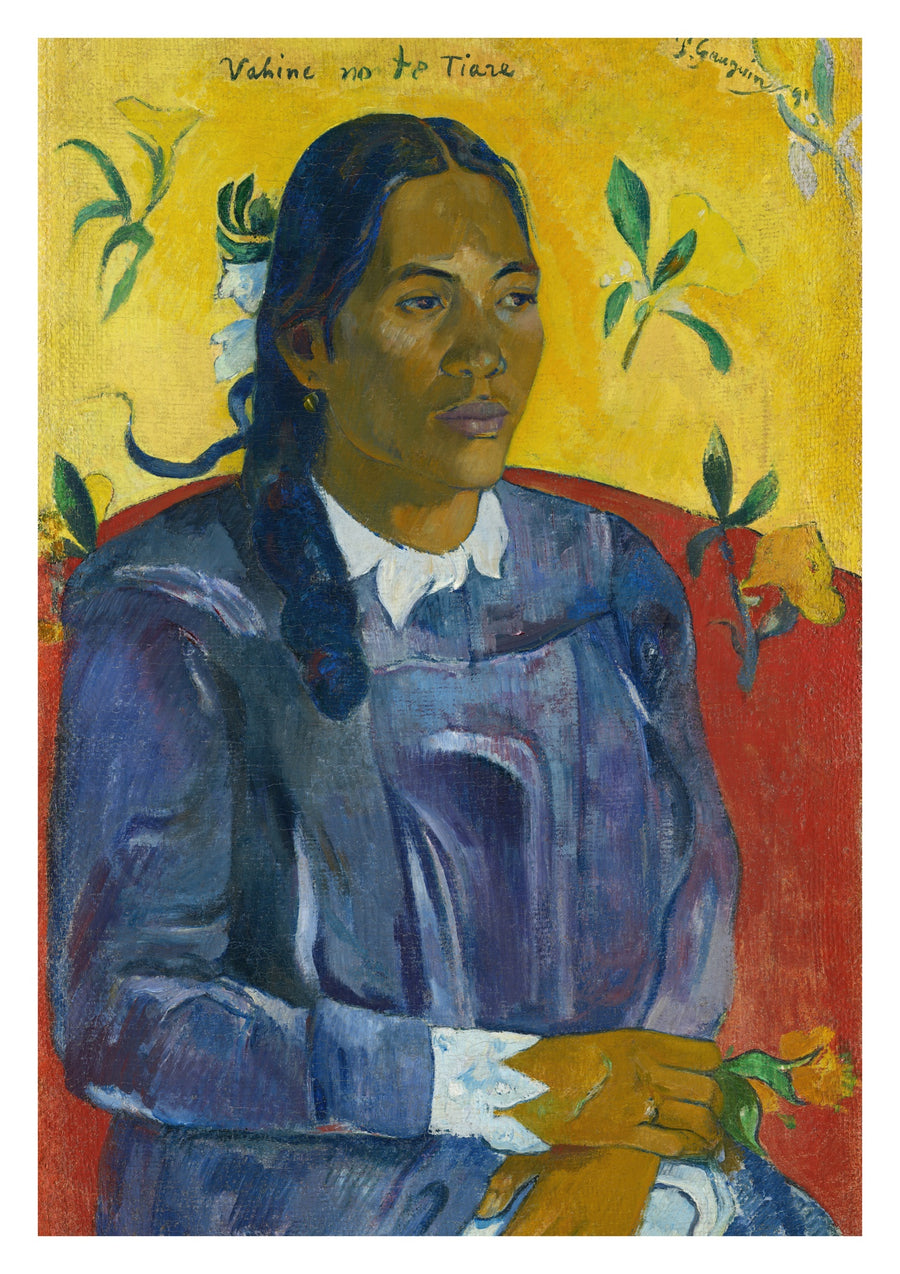 Femme tahitienne avec une fleur - Print Only frame