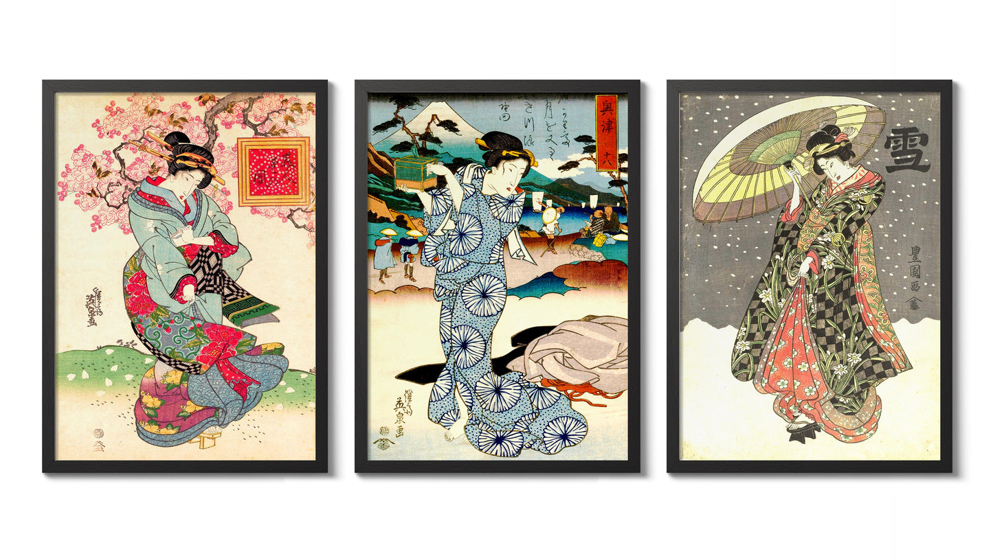 Geisha Ausstellung - Set aus 3