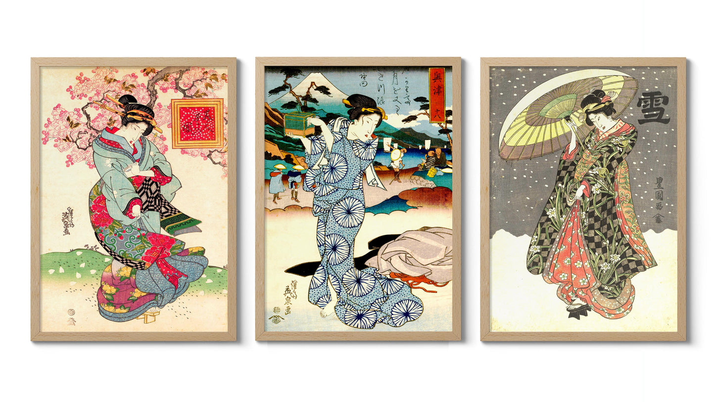 Geisha Ausstellung - Set aus 3