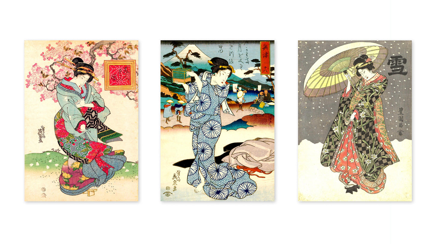 Geisha Ausstellung - Set aus 3