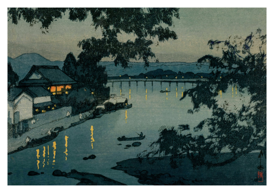Evening on the Chikugo River - Print Only frame