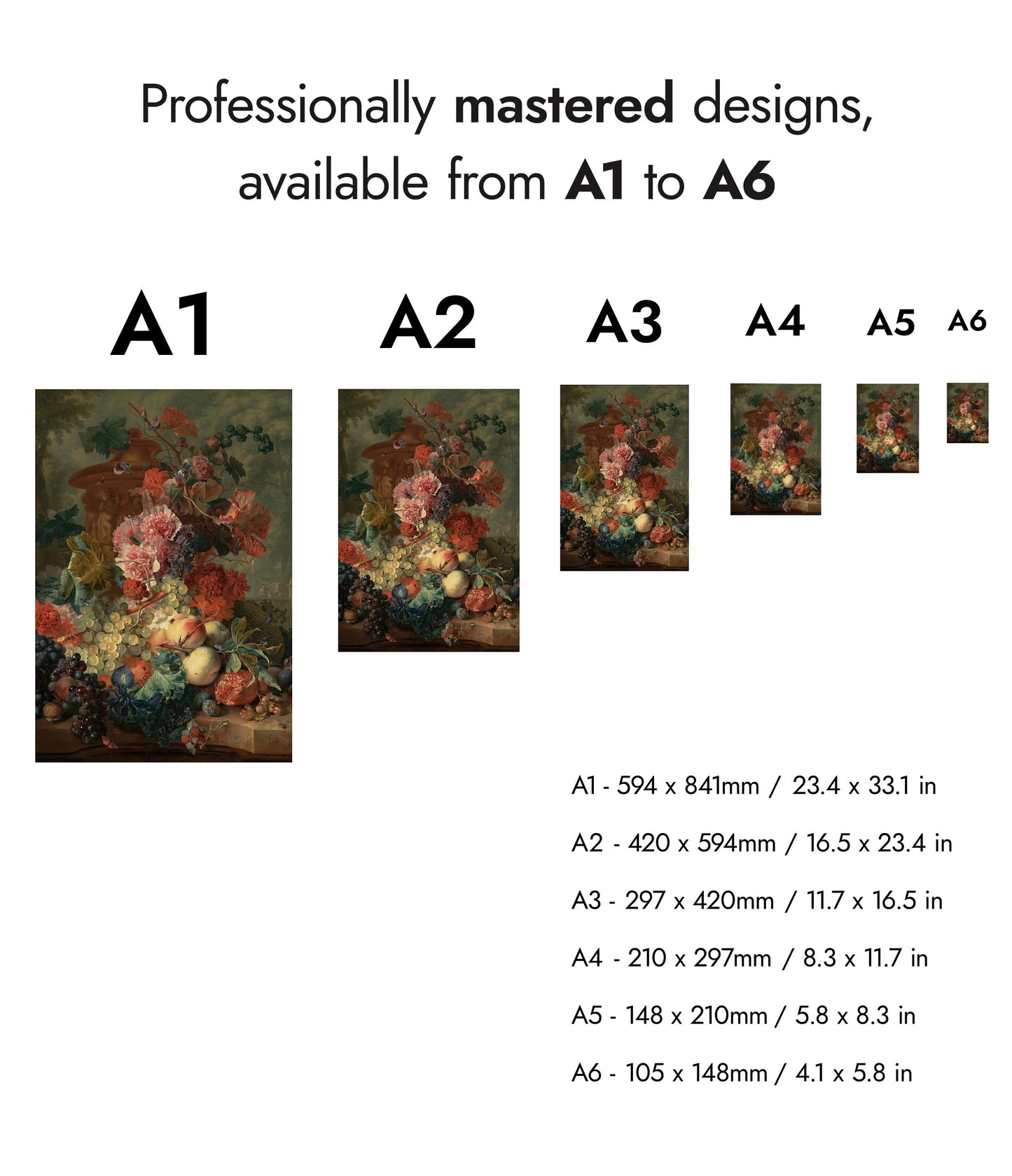 Stilleben med frukt och blommor