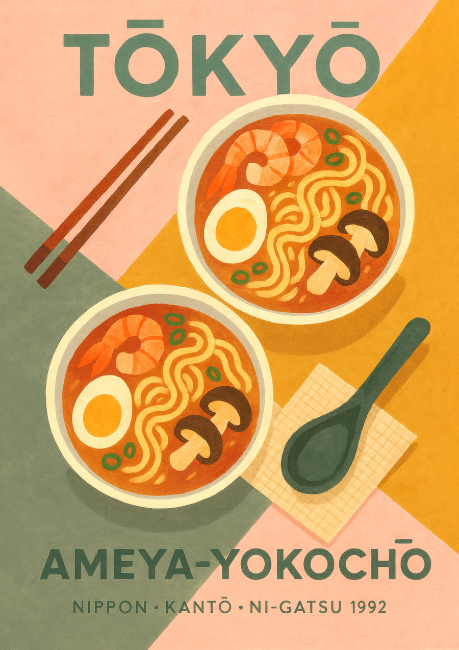 Tokyo Ameya-Yokocho Ramen - Print Only frame