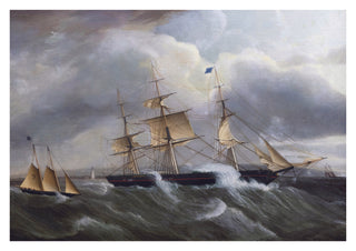 Ship with Pilot Boat Entering New York Harbour print