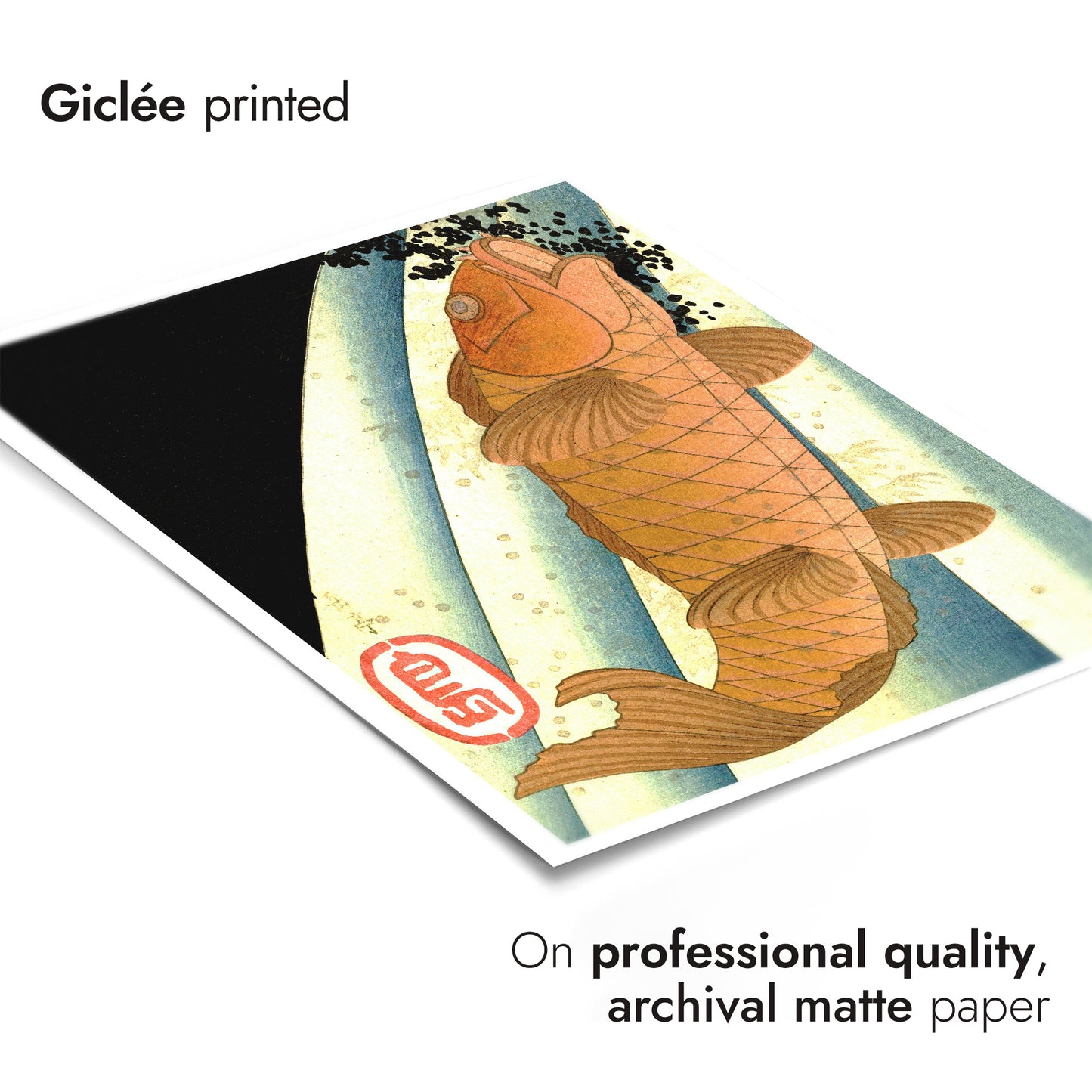 Red Carp Ascending a Waterfall