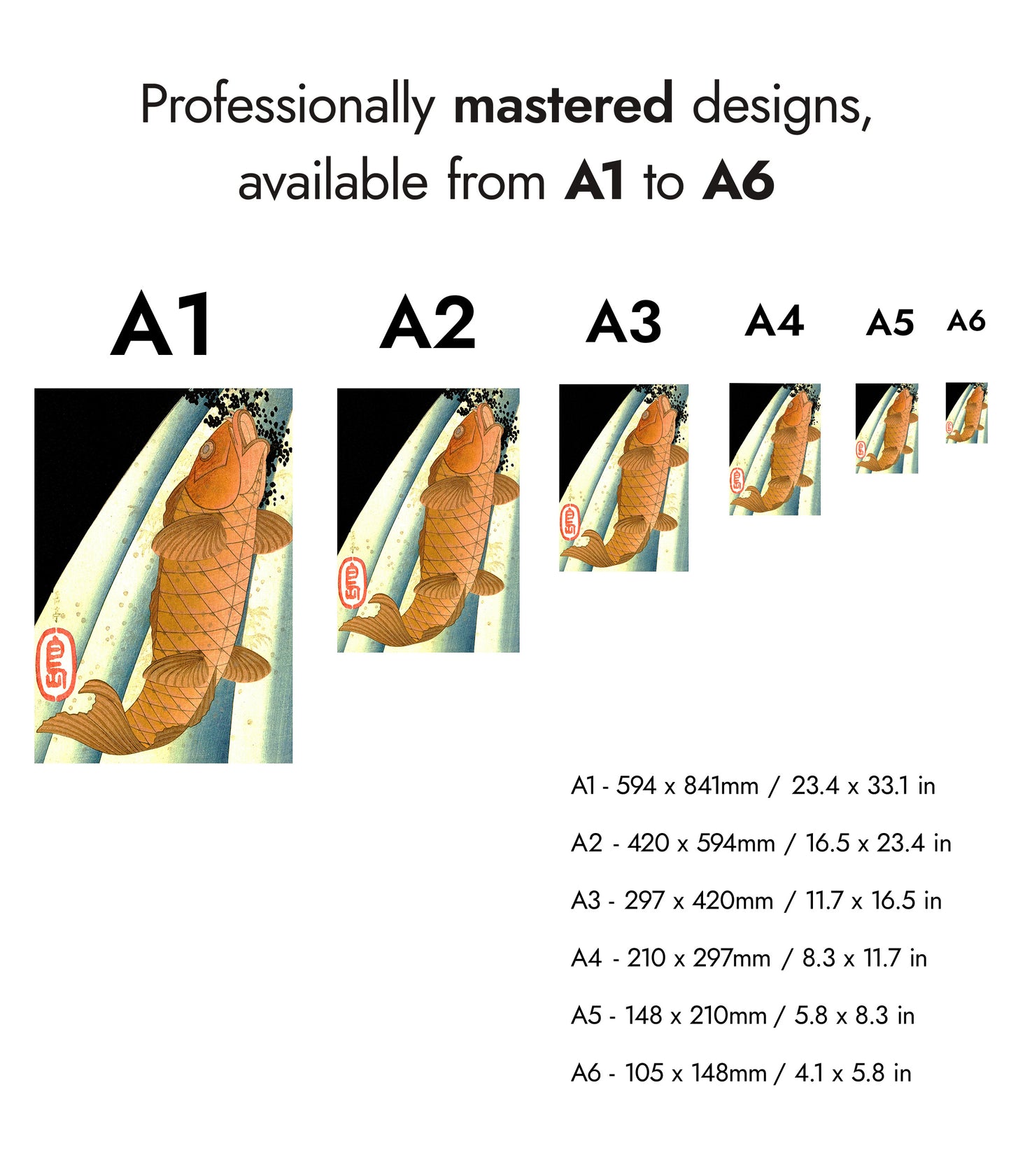 Red Carp Ascending a Waterfall