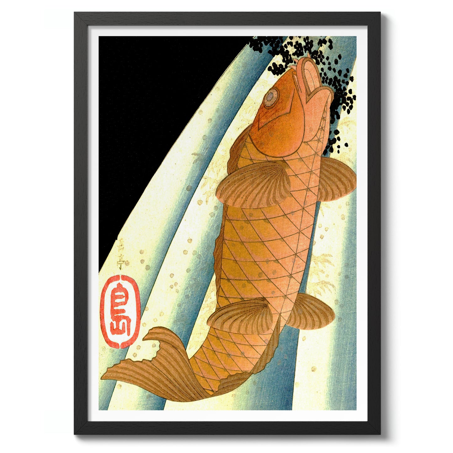 Red Carp Ascending a Waterfall