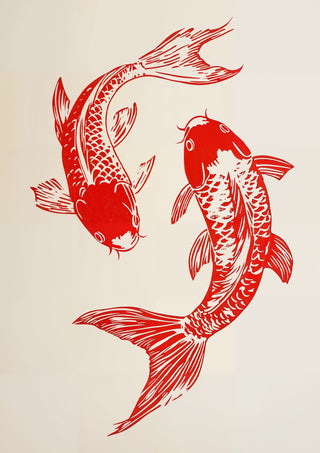 Twee Koi-vissen print
