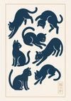 Playing Japanese Cats print