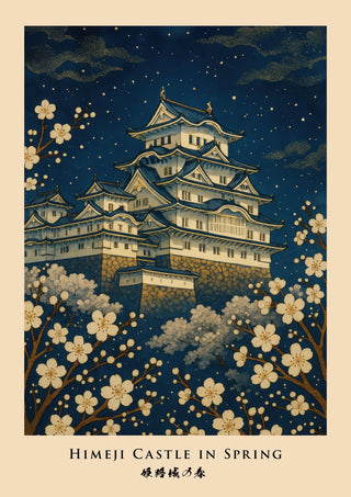 Himeji-slottet på våren print