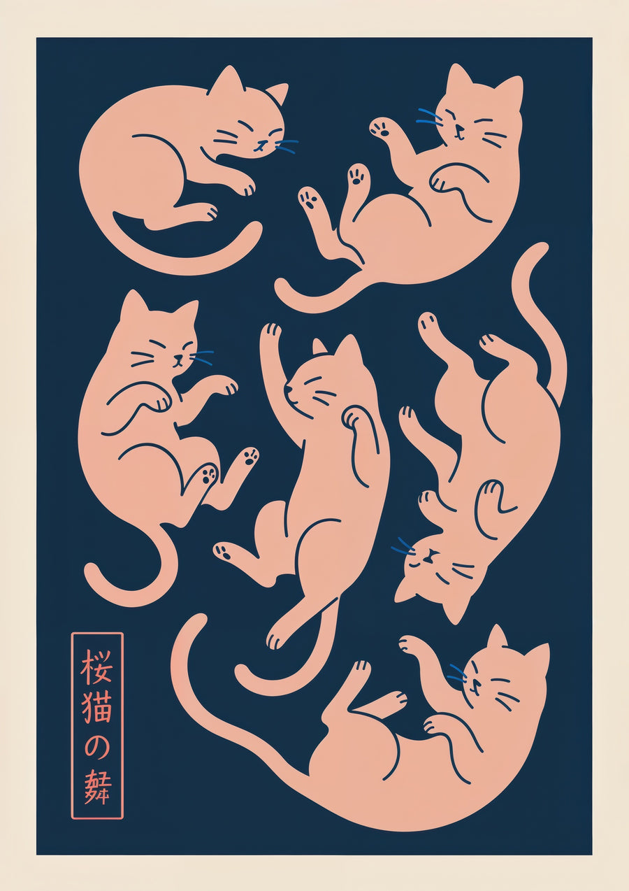 Sleeping Japanese Cats - Print Only frame