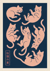 Sleeping Japanese Cats print