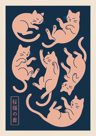Sleeping Japanese Cats print