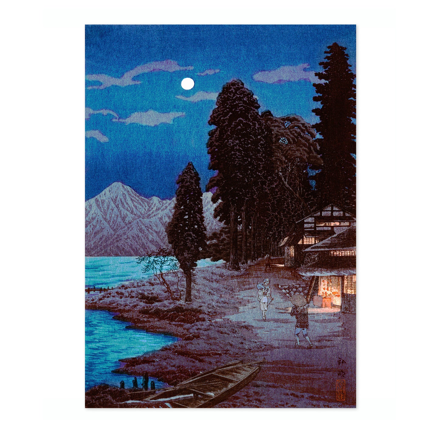 Moon Woodblock Lake Chūzenji