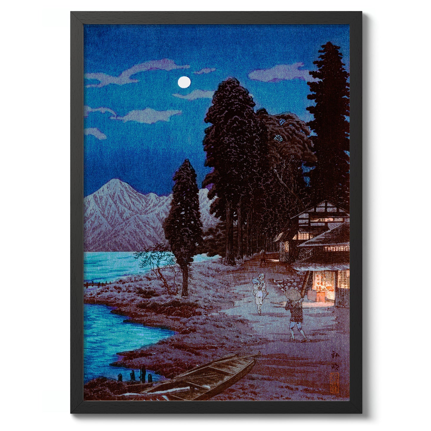 Moon Woodblock Lake Chūzenji