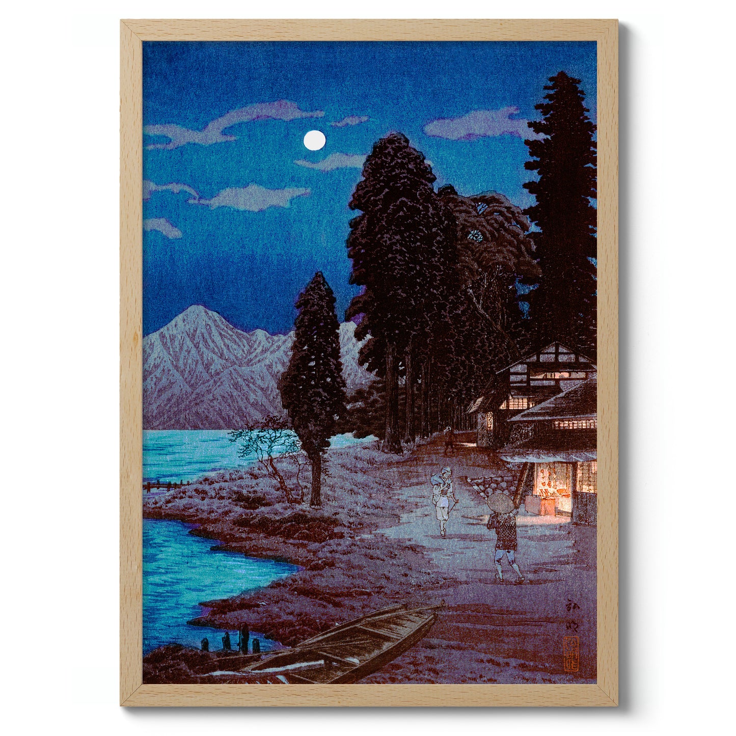Moon Woodblock Lake Chūzenji