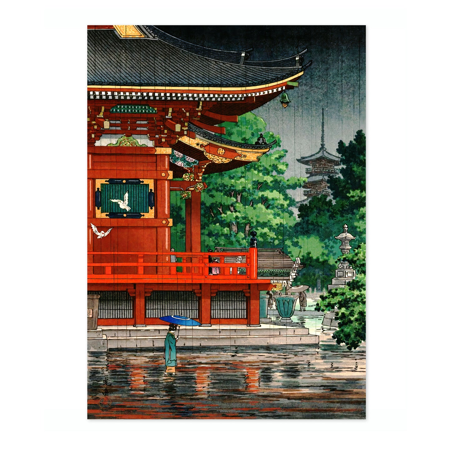 Regn vid Asakusa Kannon-templet