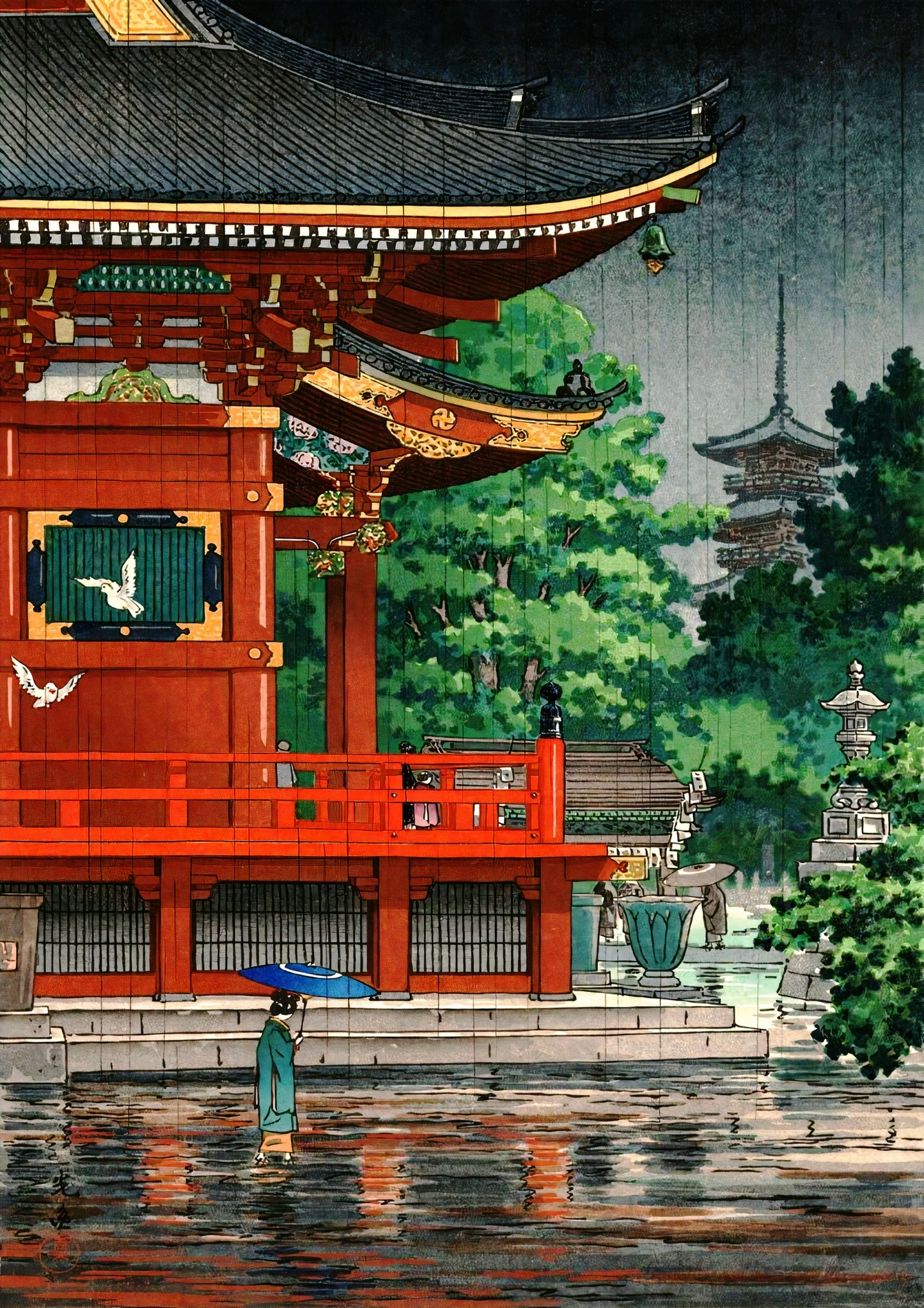 Regn vid Asakusa Kannon-templet