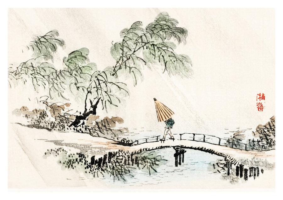 Ein Mann überquert die Brücke - Print Only frame