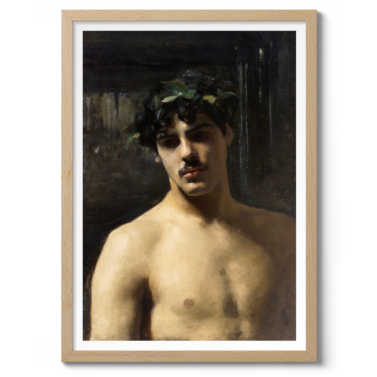 Man som bär lagerkrans