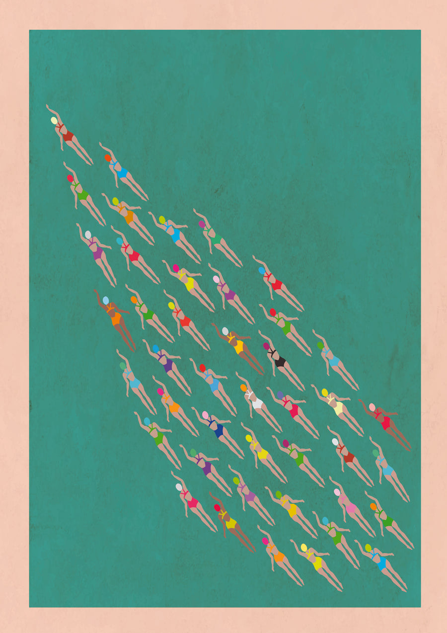 Racing Swimmers - Print Only frame
