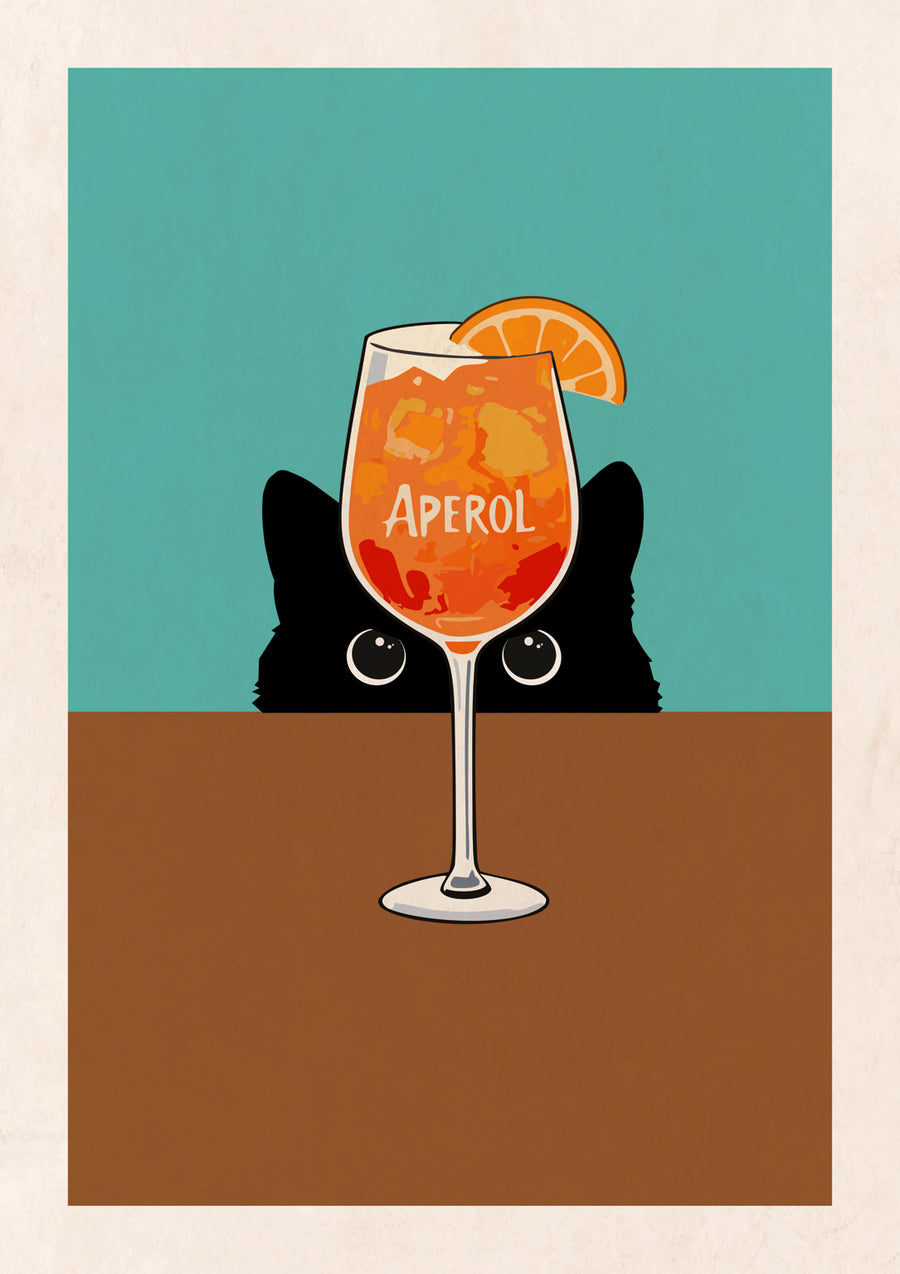 Cat & Aperol - Print Only frame