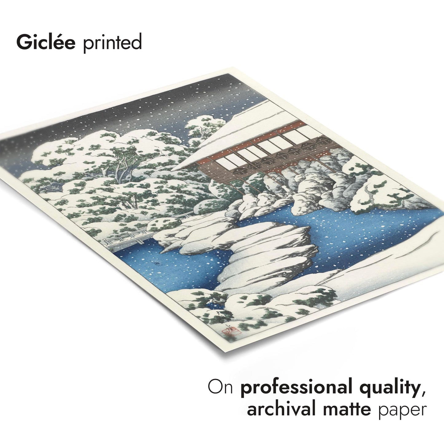 Neige dans une maison d'hôtes au bord de l'étang