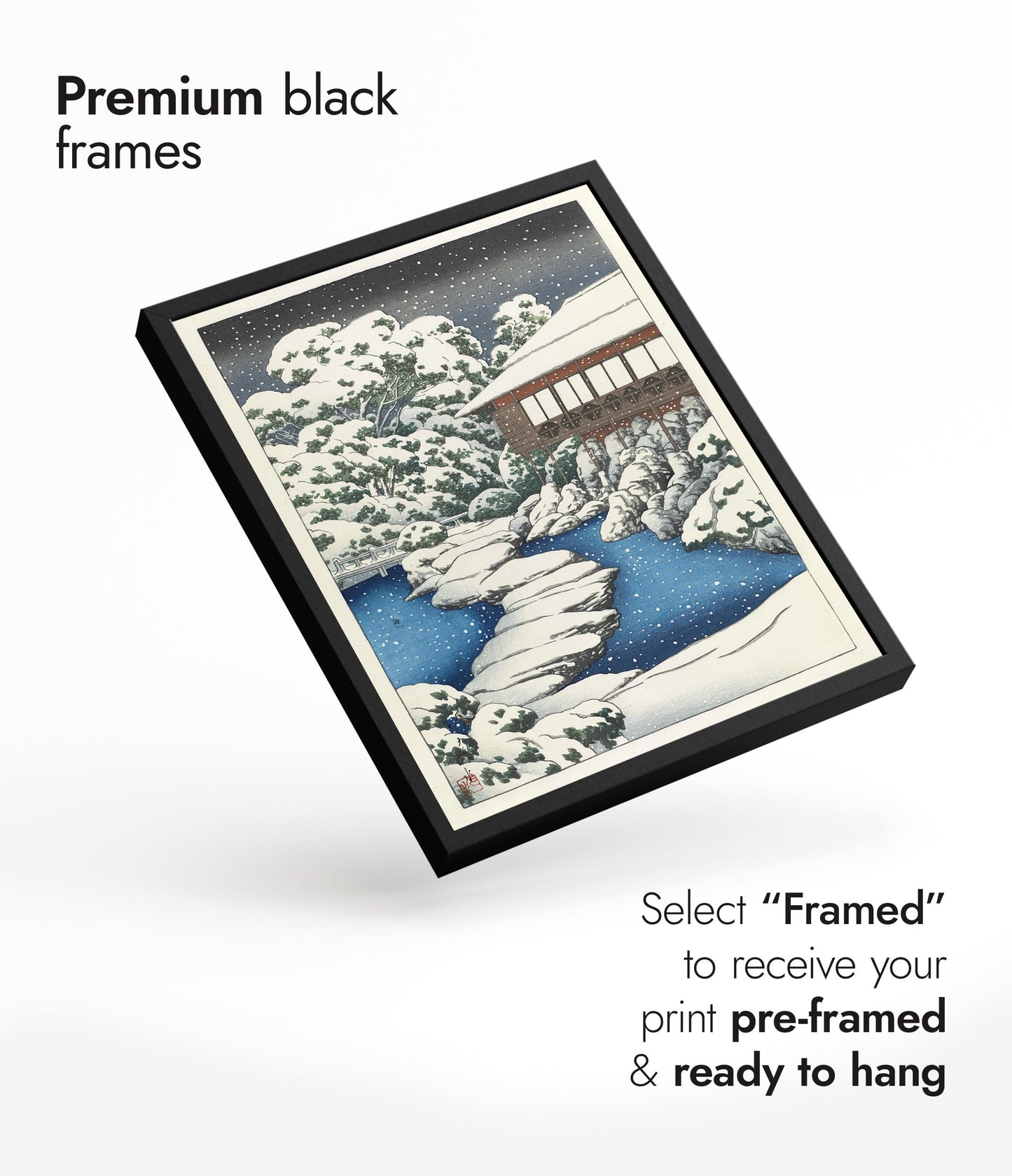 Neige dans une maison d'hôtes au bord de l'étang