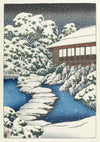 Snow at a Guest House on Pond's Edge print
