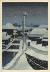 Snow Falling at Terajima Village print