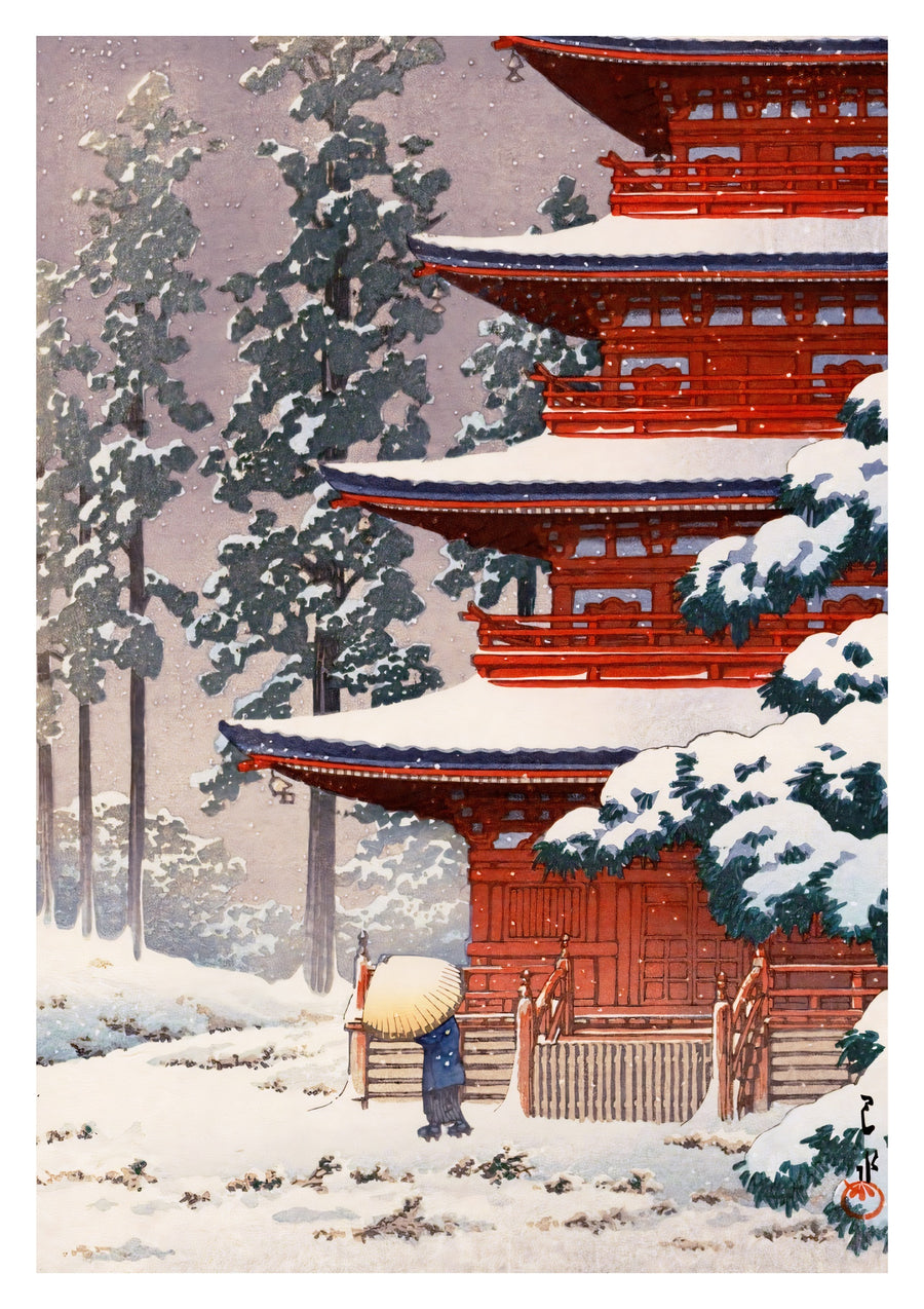 Saishoin Tempel in de sneeuw - Print Only frame