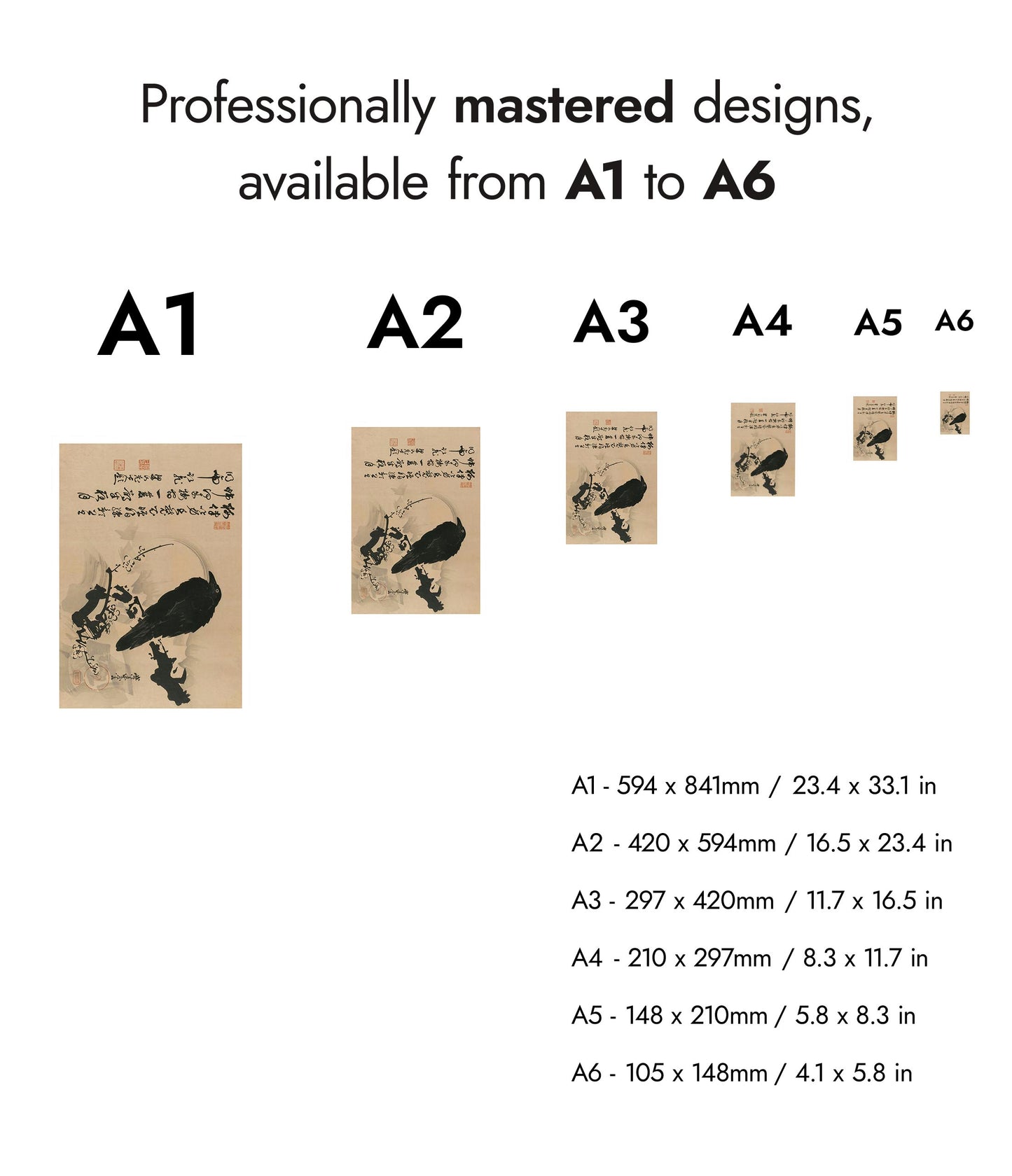 Full Moon with Crow on Plum Branch